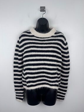 Cute Striped Black and White Crewneck Women's Sweater